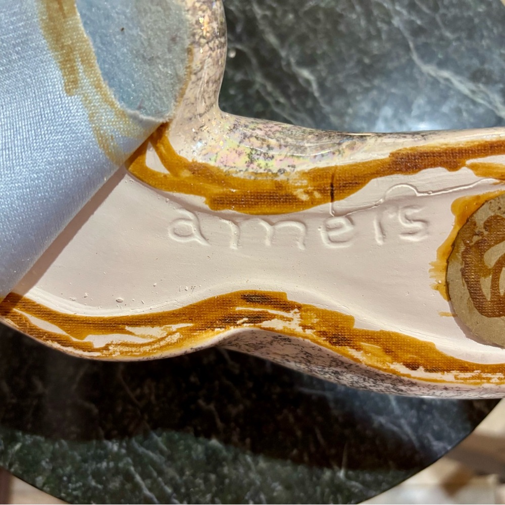 Speckled White Porcelain Leopard Gold Accents Sculpture - Picture 4 of 8